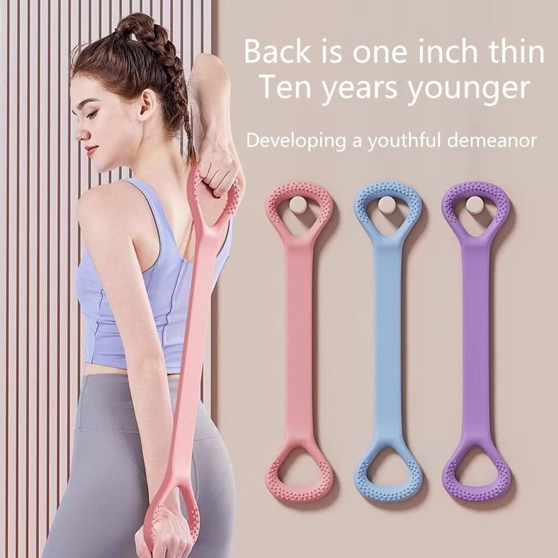 Fhizio Silicone Resistance Back Tension Rope – Portable Stretch & Posture Band for Yoga & Home Fitness