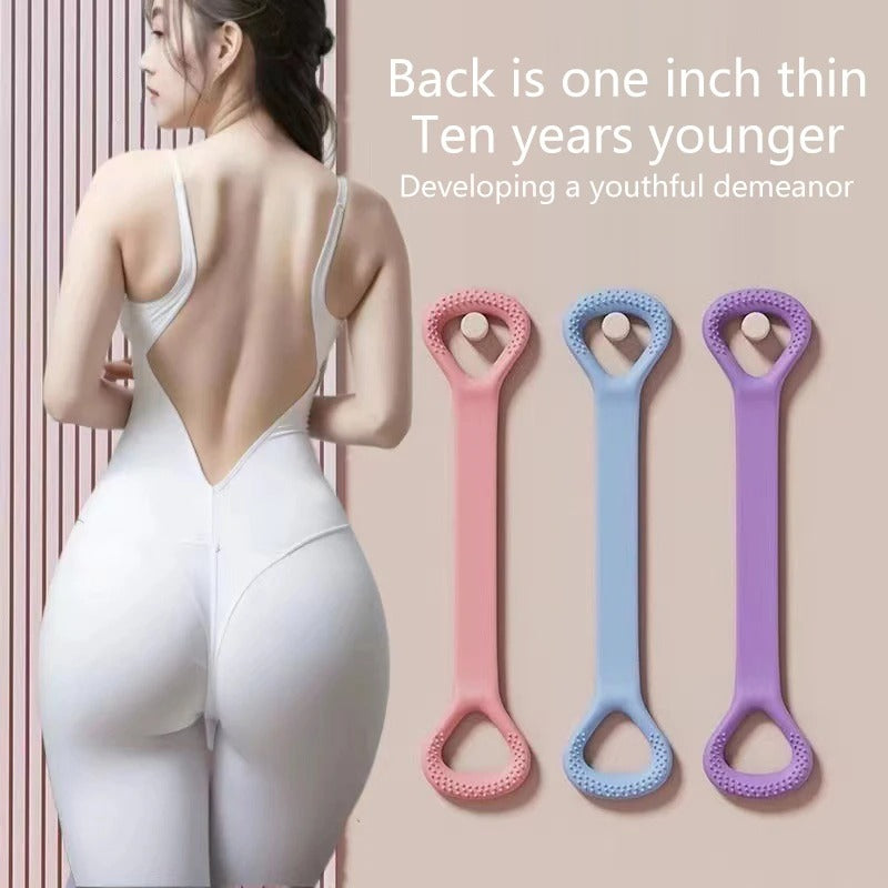 Fhizio Silicone Resistance Back Tension Rope – Portable Stretch & Posture Band for Yoga & Home Fitness