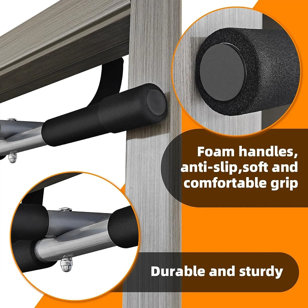 Fhizio Heavy-Duty Doorway Pull-Up Bar – No Drill, Multi-Grip Upper Body Workout