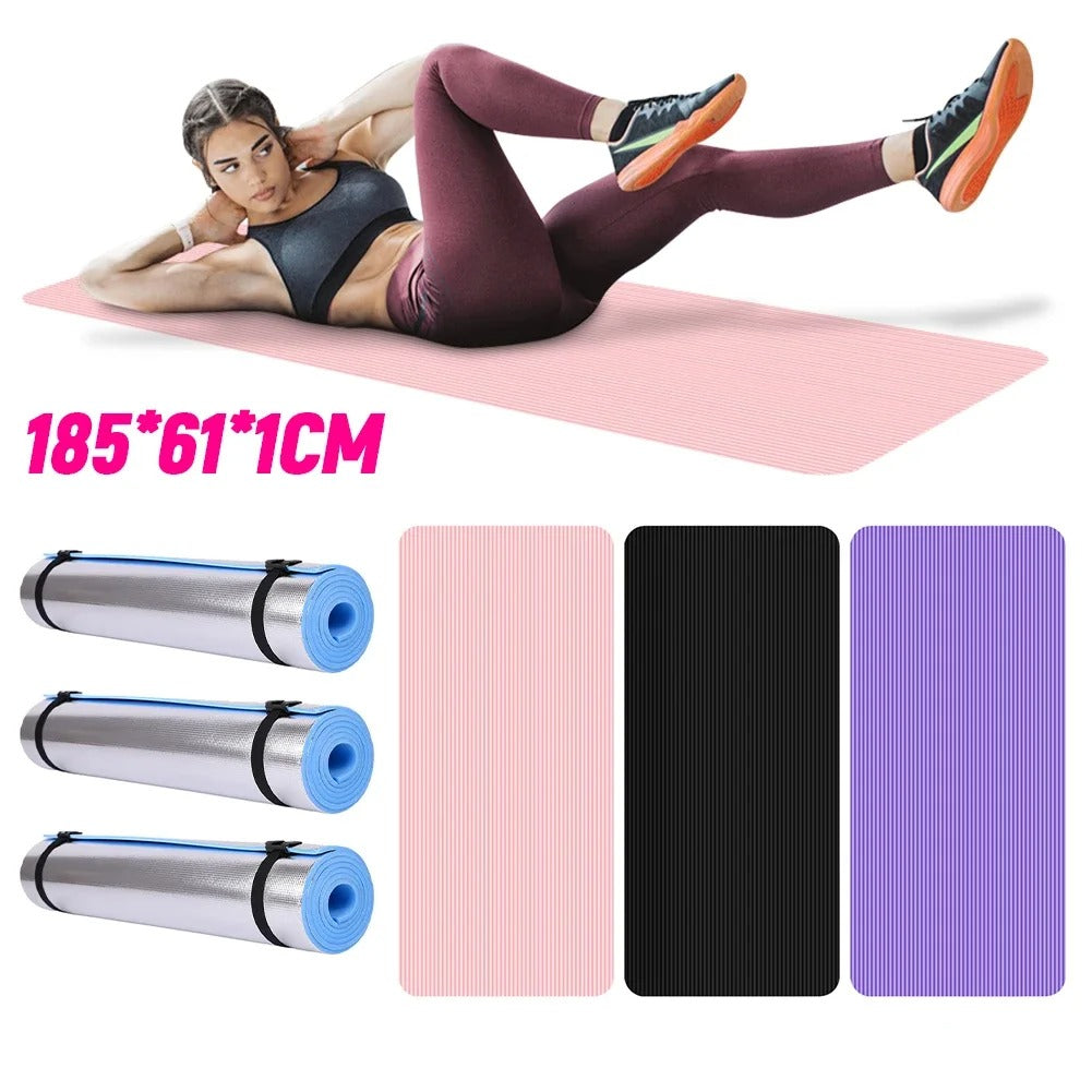 Fhizio Anti-Slip Exercise & Yoga Mat – 185x61cm Extra Long & Thick (1cm) for Home Workouts & Pilates