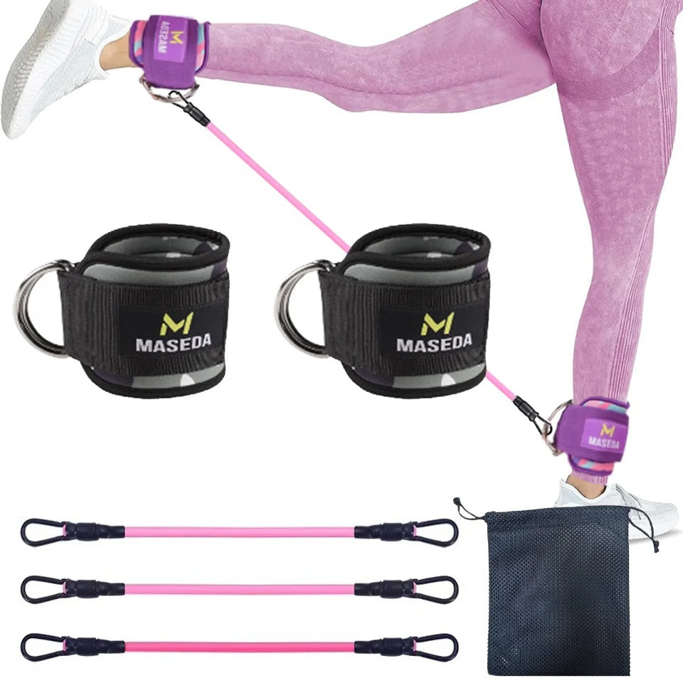 Fhizio Ankle Resistance Bands Set – Glute & Leg Workout Bands with Adjustable Straps