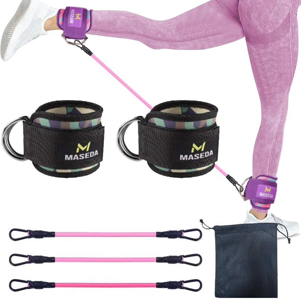 Fhizio Ankle Resistance Bands Set – Glute & Leg Workout Bands with Adjustable Straps