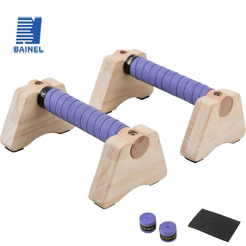 Wooden Push-Up Bars with Anti-Slip Grip – Comfortable, Sweat-Resistant & Non-Slip Base for Home Fitness & Calisthenics