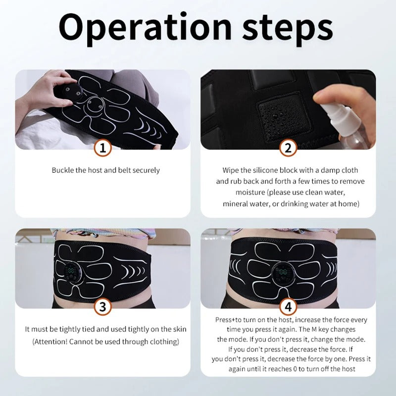 EMS Abs Muscle Stimulator Pad – Wireless Ab Toning Belt for Home Fitness & Recovery