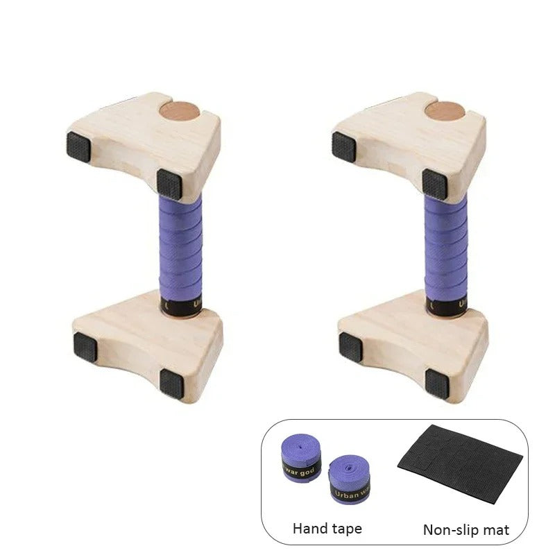 Wooden Push-Up Bars with Anti-Slip Grip – Comfortable, Sweat-Resistant & Non-Slip Base for Home Fitness & Calisthenics