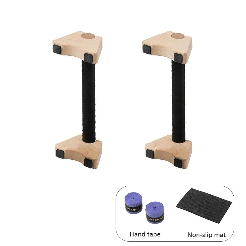 Wooden Push-Up Bars with Anti-Slip Grip – Comfortable, Sweat-Resistant & Non-Slip Base for Home Fitness & Calisthenics